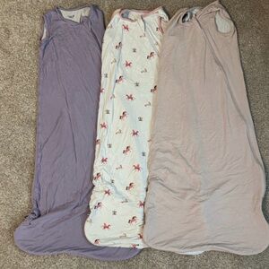 3 Kyte BABY Pajamas Sleep Sacks - large tog .5 taro, unicorn, & blush